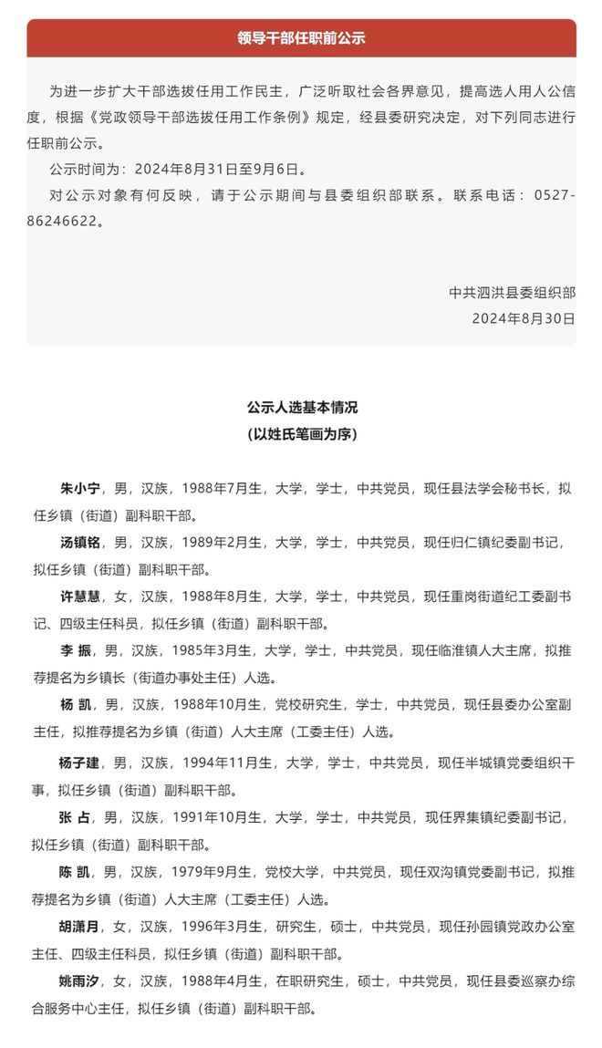 涼山州最新干部任前公示動態(tài)發(fā)布